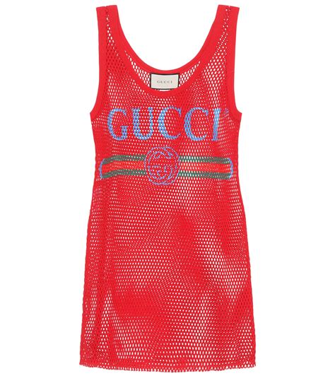 gucci mesh top red|net a porter Gucci tank.